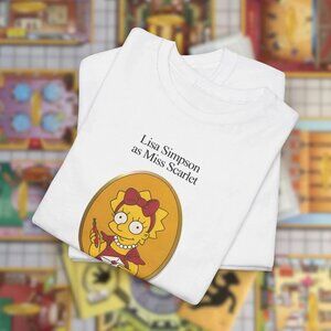 The Simpsons Lisa as Miss Scarlet Clue Mashup Graphic Tee White
